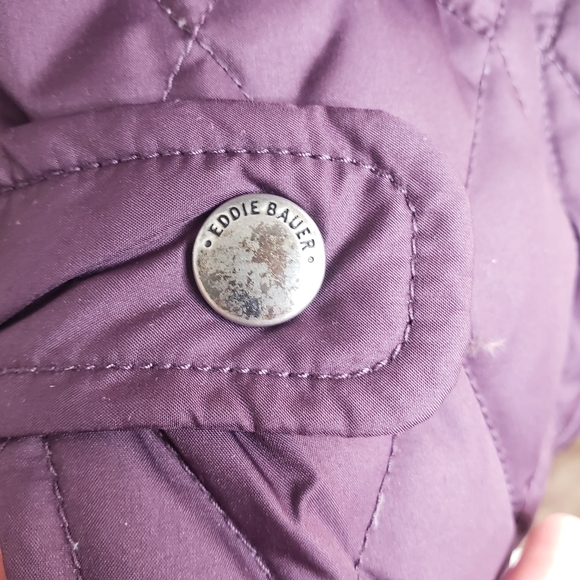 Eddie Bauer goose down purple puffer floral vest size small - Picture 5 of 13